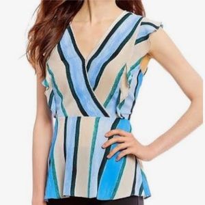 Isaac Mizrahi blue stripped blouse